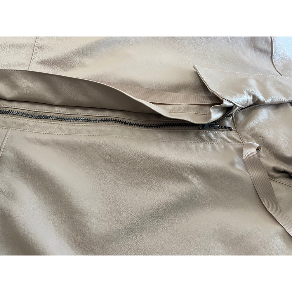 Liz Claiborne Faux Leather Jacket Women XL Tan Beige Zip Front Utility Coat - Picture 15 of 15
